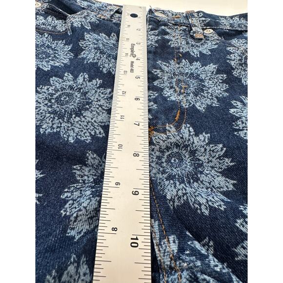 Vintage Arizona Jean Company Denim Flower Shorts Women's Sz 9 Y2K USA 90s - Picture 7 of 8